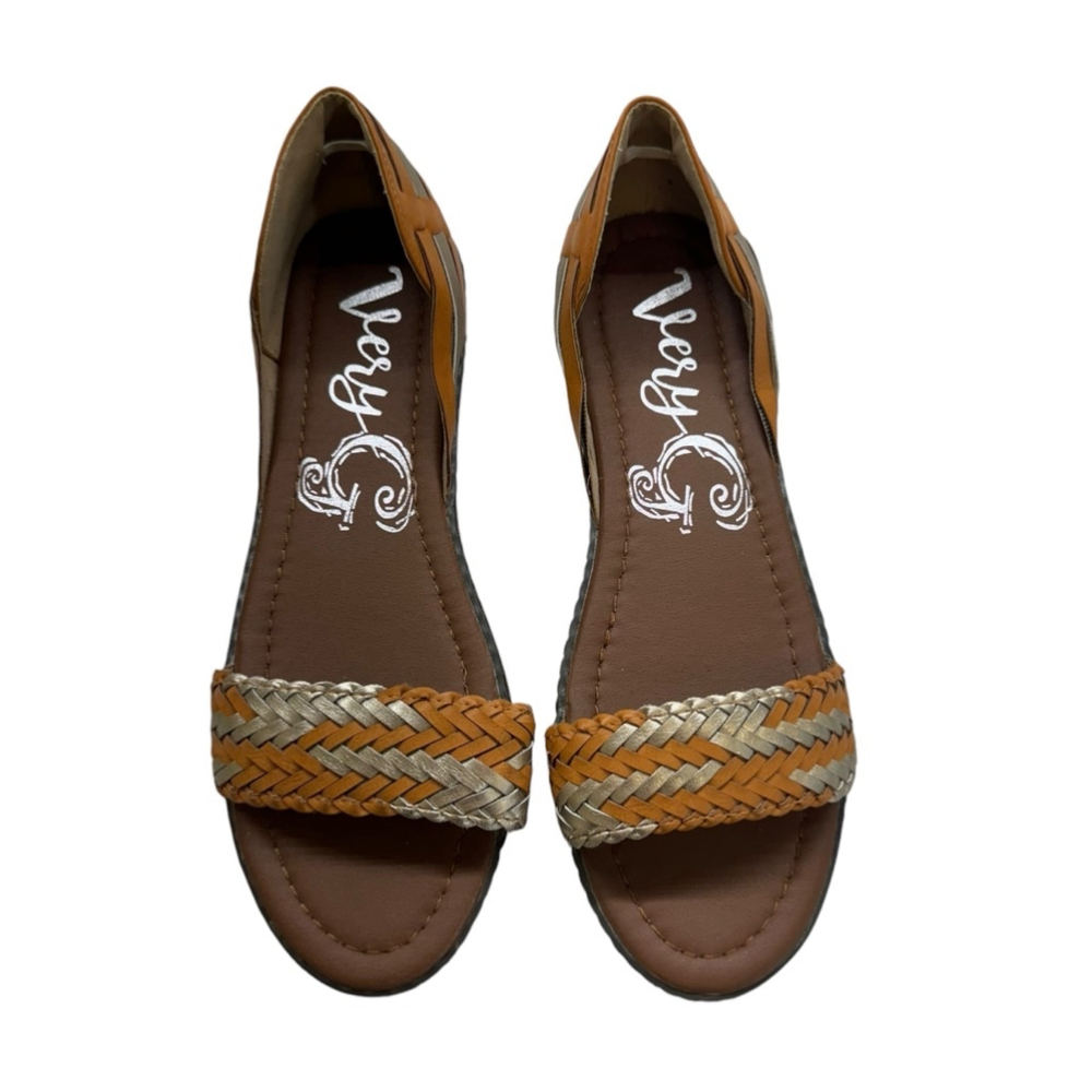 Women's Very G Sandals Size 9 Brown Gold
